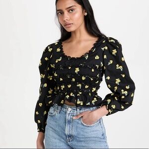 NWT Sister Jane Pasture Embroidered Puff Sleeve Floral Top Size‎ XL